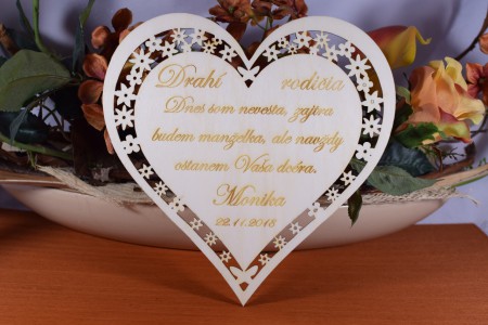 Poďakovanie Rodičom srdce vyrezavané 20x20cm 3mm  11,5€